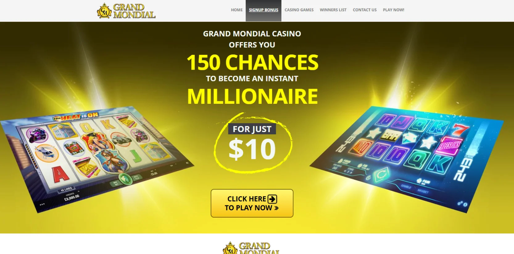 grand mondial casino 150 free spins