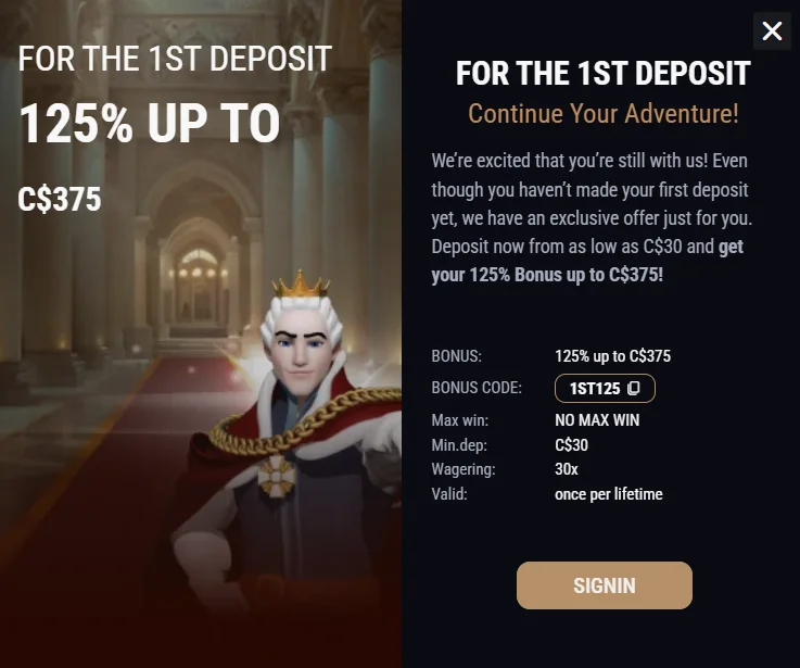 king billy casino bonus