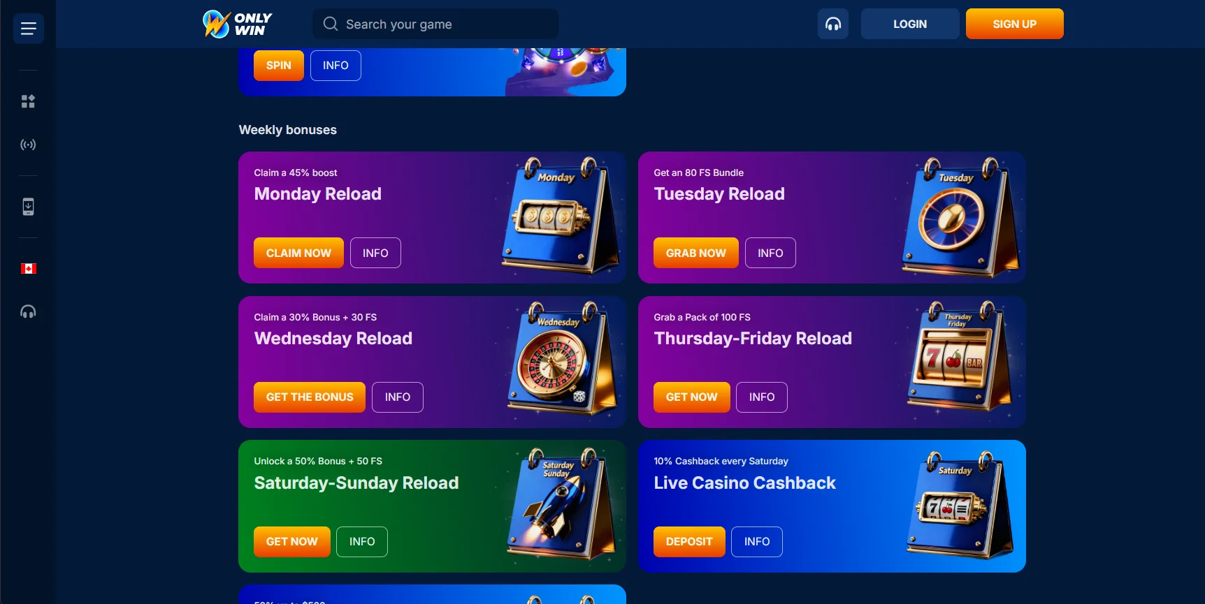 onlywin casino bonus codes