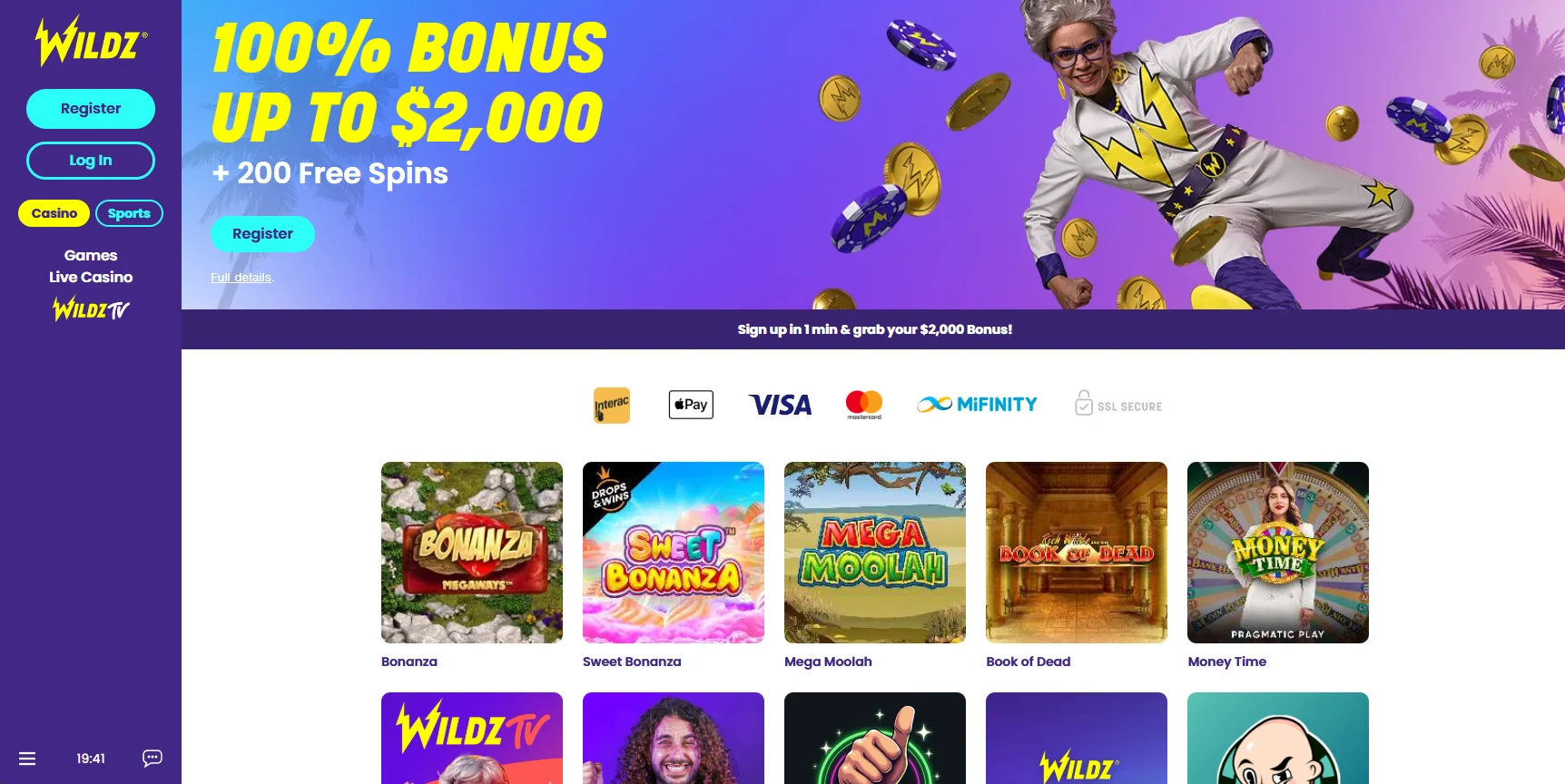wildz casino bonus code