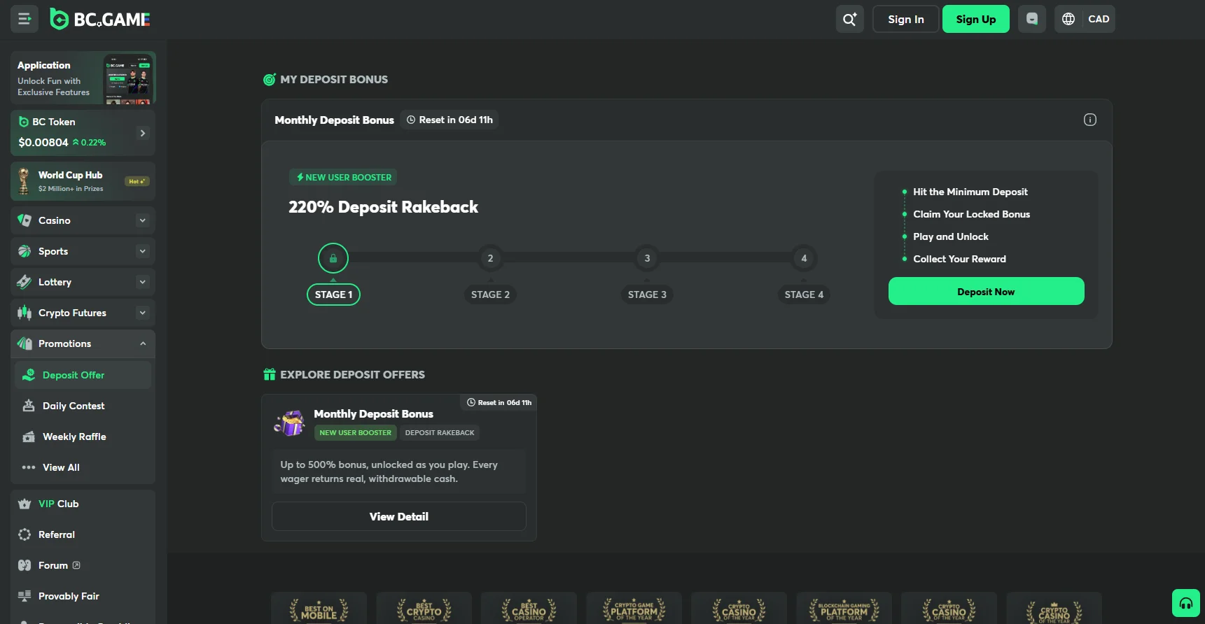 BC.Game Monthly Deposit Bonus