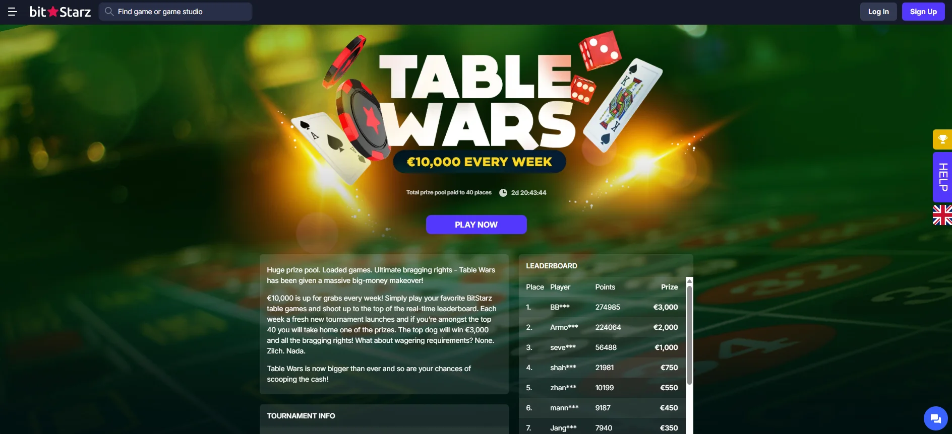 BitStarz Casino Table Wars