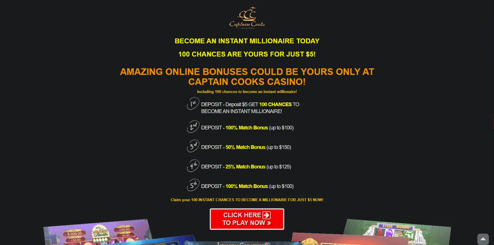 Captain Cooks Welcome Bonus