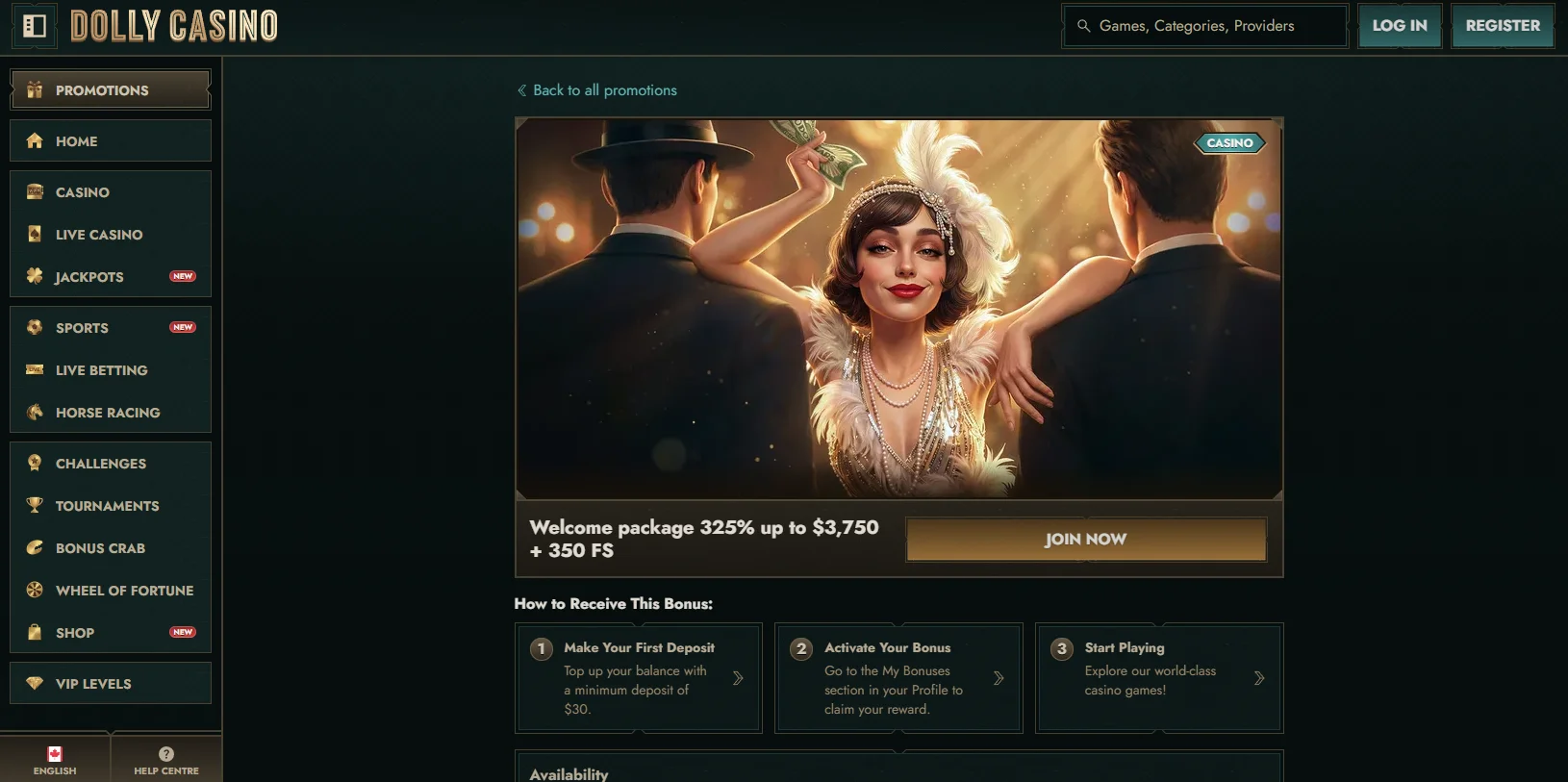Dolly Casino Welcome Package
