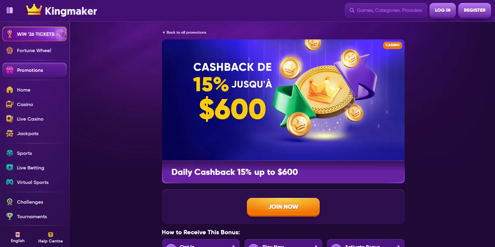 Kingmaker Weekend Daily Cashback