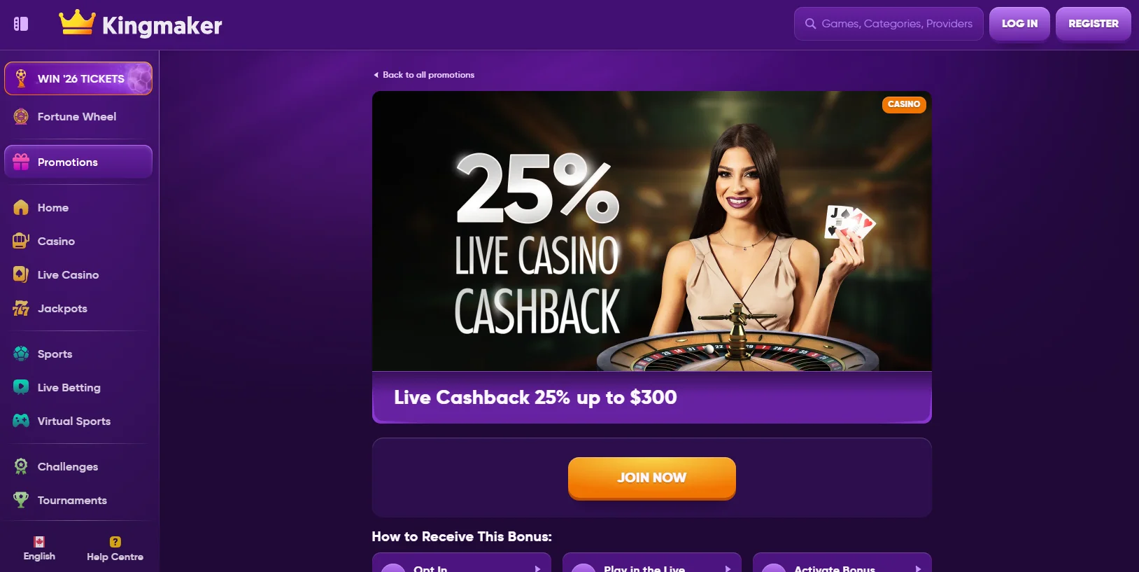 Kingmaker Weekend Live Cashback