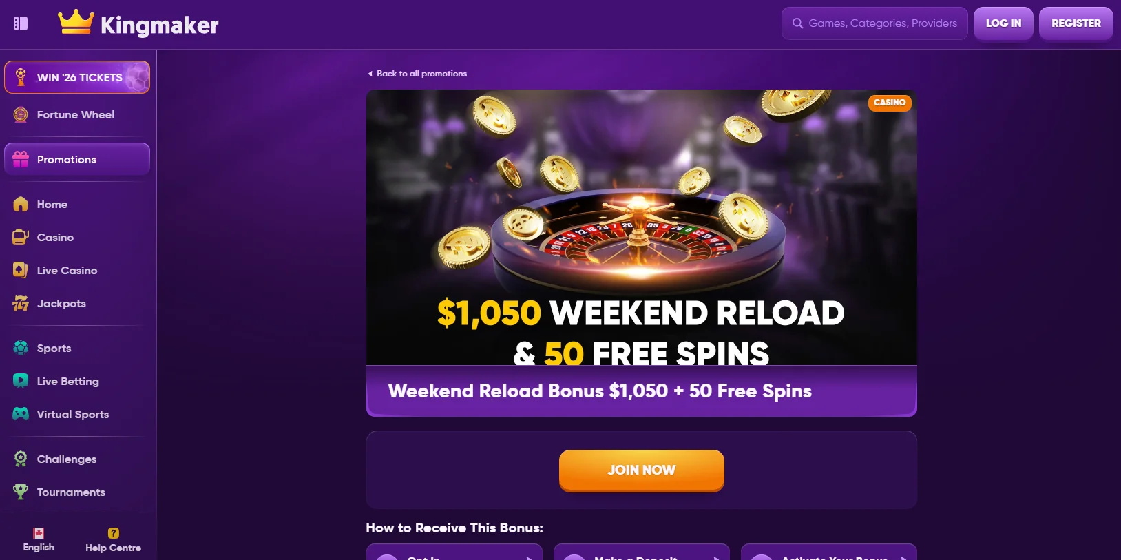 Kingmaker Weekend Reload Bonus
