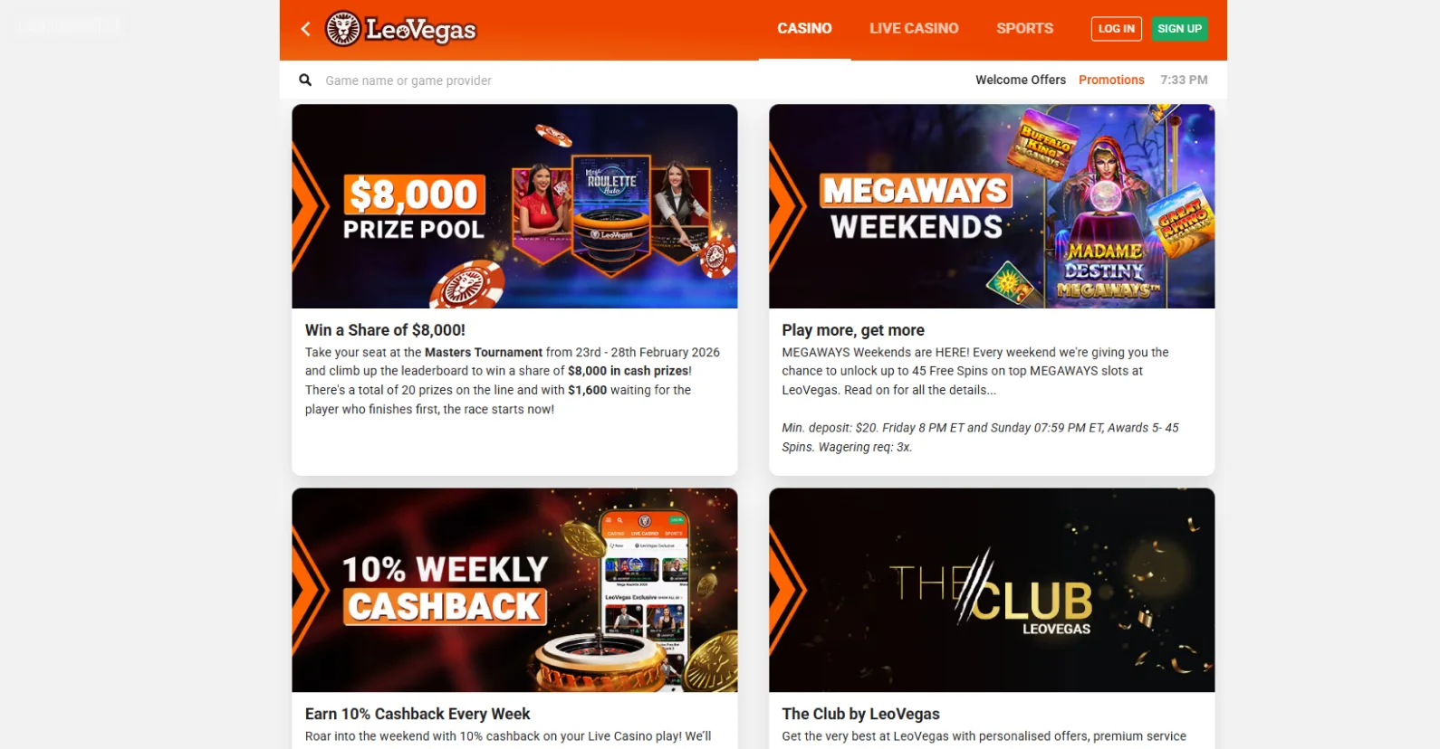 LeoVegas Casino Bonuses