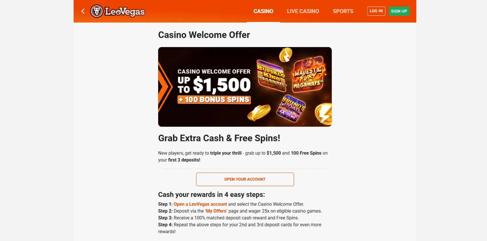 LeoVegas Welcome Bonus