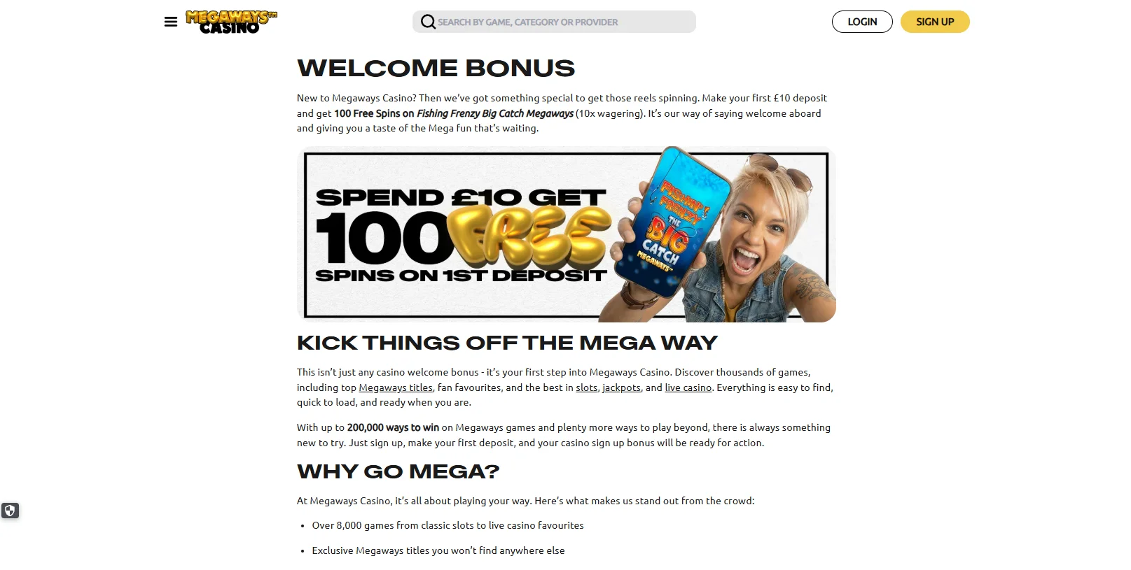 Megaways Casino Welcome Bonus