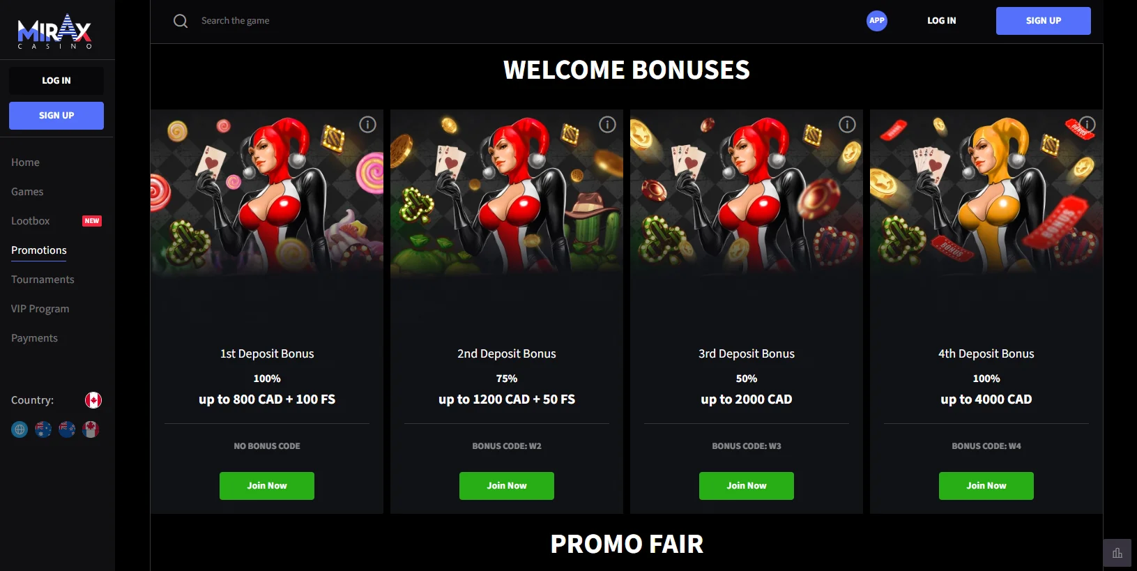 Mirax Casino Welcome Bonus