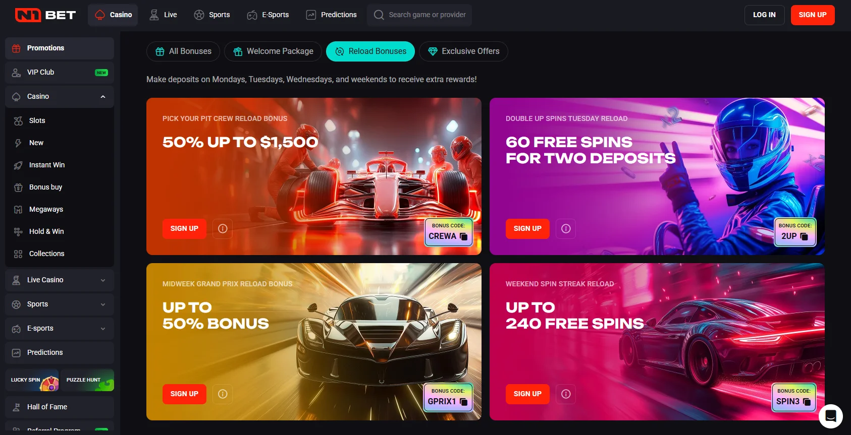 N1Bet Casino Reload Bonuses