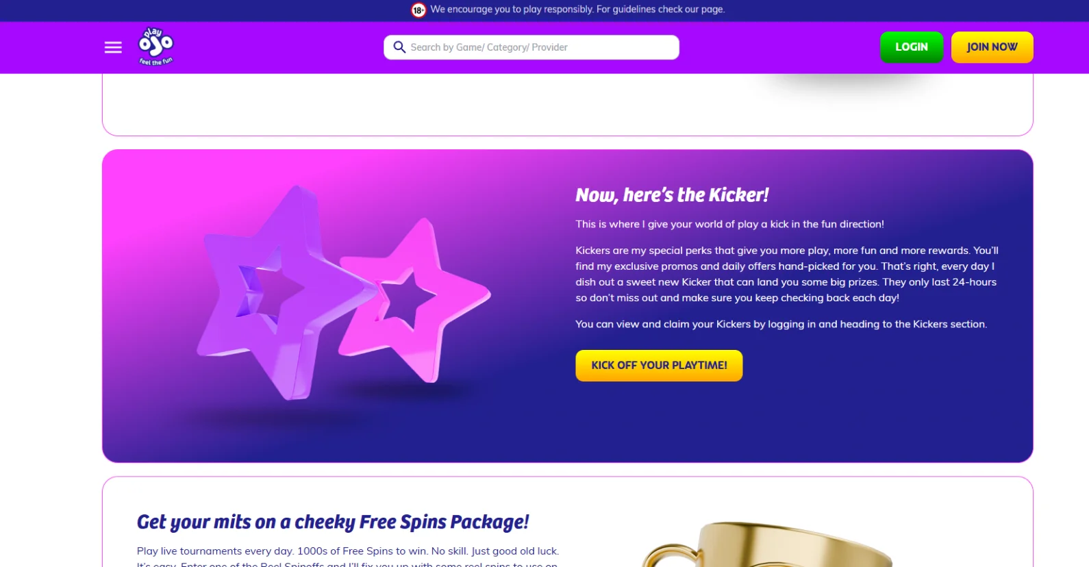 PlayOJO Casino Kickers