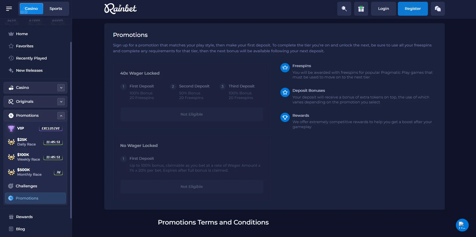 Rainbet Casino Promotions