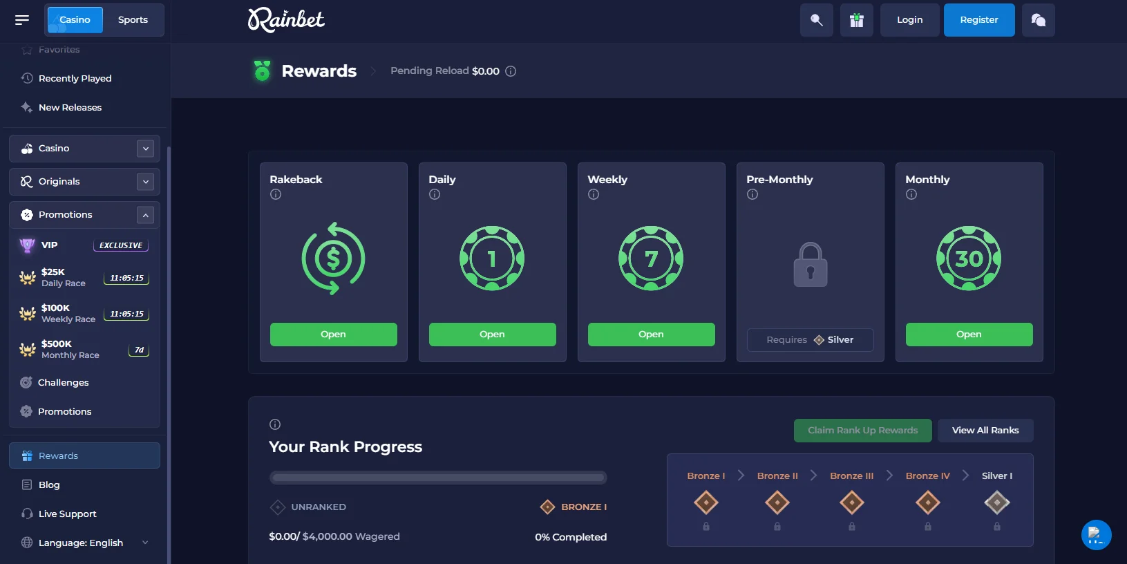 Rainbet Casino Rewards
