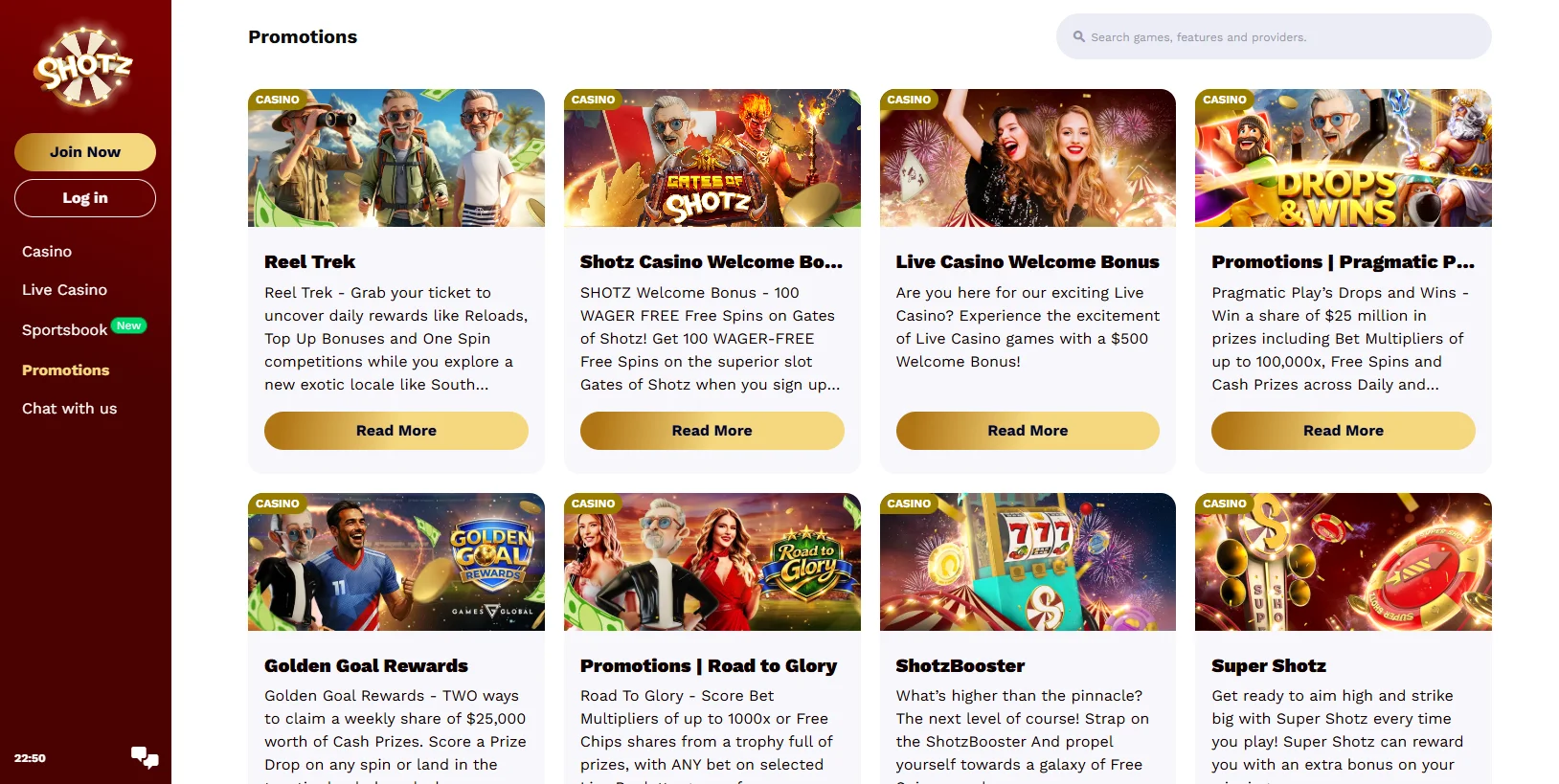 Shotz Casino Bonuses
