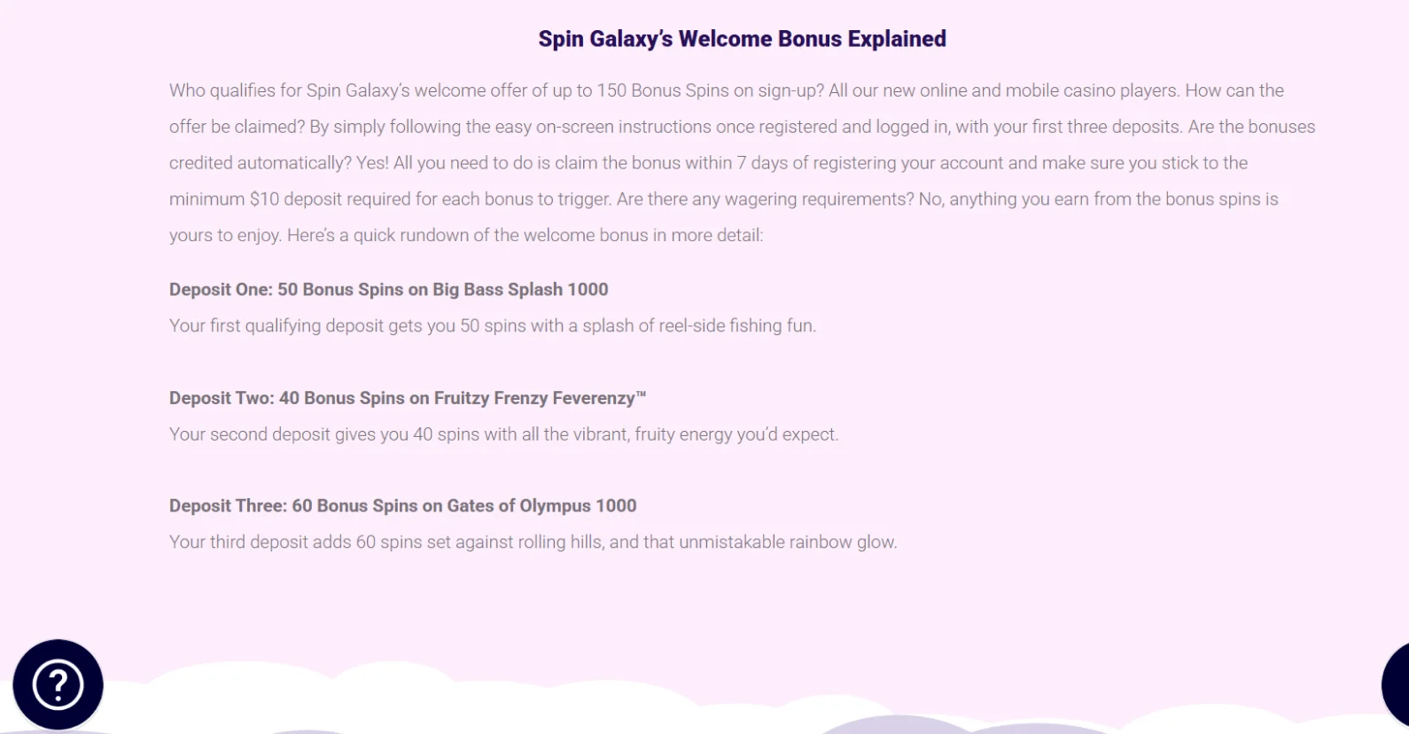 Spin Galaxy Welcome Bonus