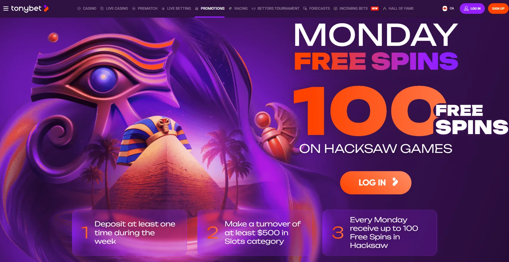 Tonybet Monday Free Spins