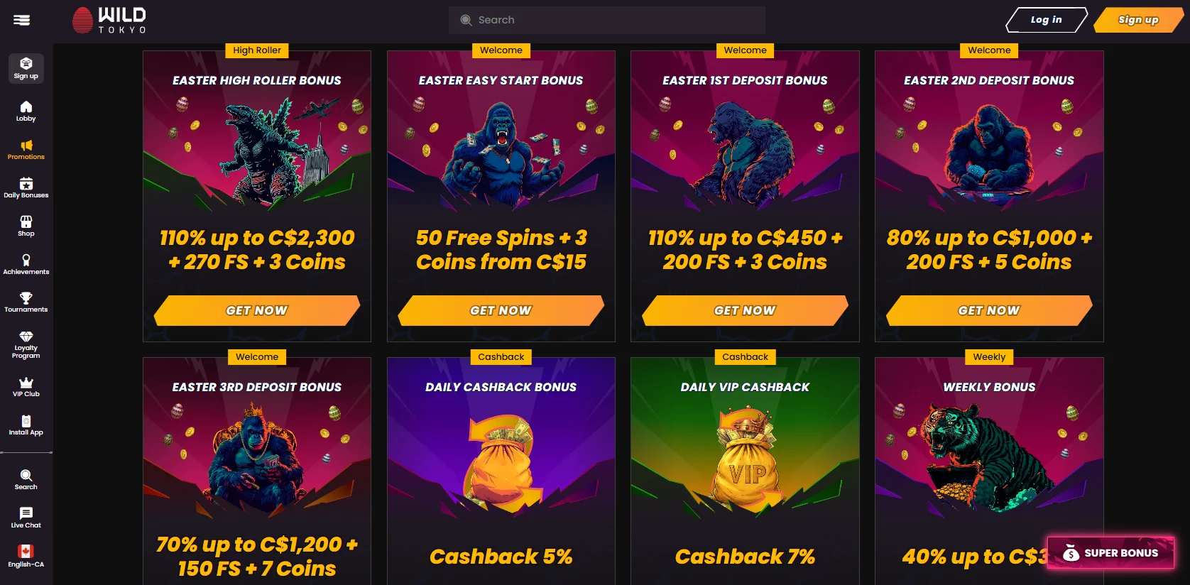 Wild Tokyo Casino Bonuses