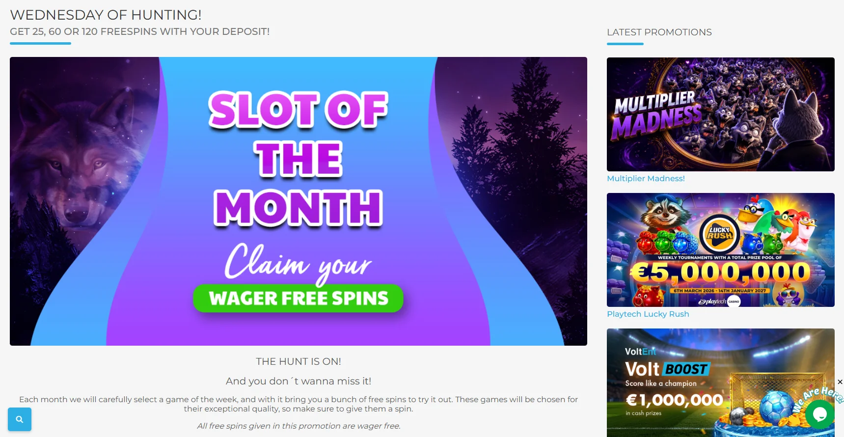 Wolfy Casino Wednesday Reload Bonus